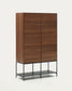 Credenza alta Vedrana 4 ante impiallacciate noce e gambe in acciaio nero 97,5 x 160 cm