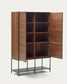 Credenza alta Vedrana 4 ante impiallacciate noce e gambe in acciaio nero 97,5 x 160 cm