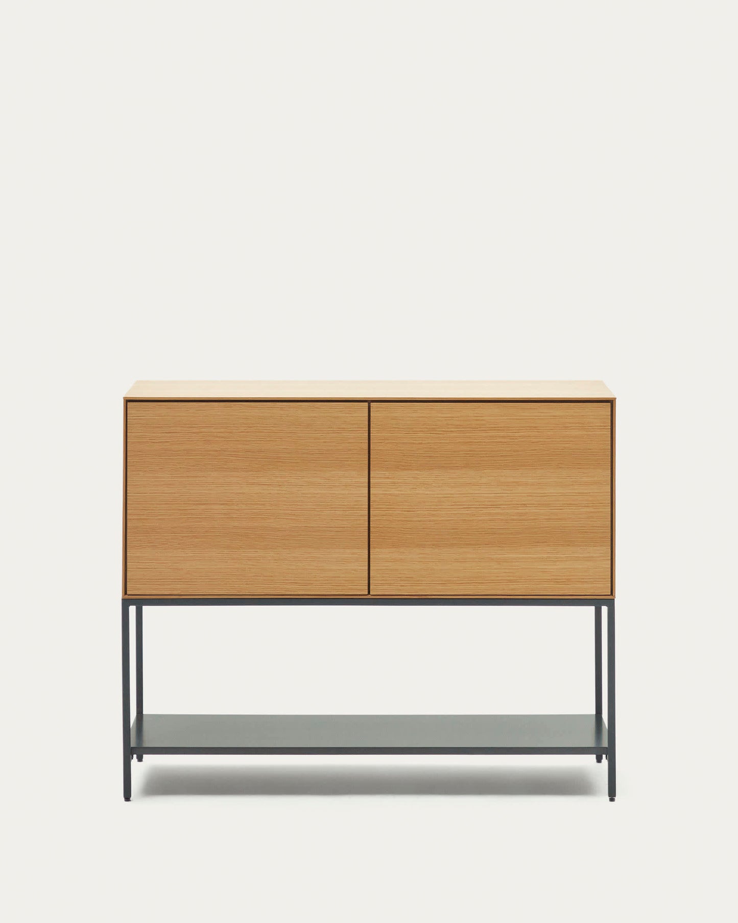 Credenza Vedrana 2 ante impiallacciate rovere e gambe in acciaio nero 97,5 x 80 cm