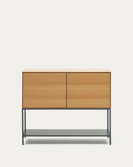 Credenza Vedrana 2 ante impiallacciate rovere e gambe in acciaio nero 97,5 x 80 cm