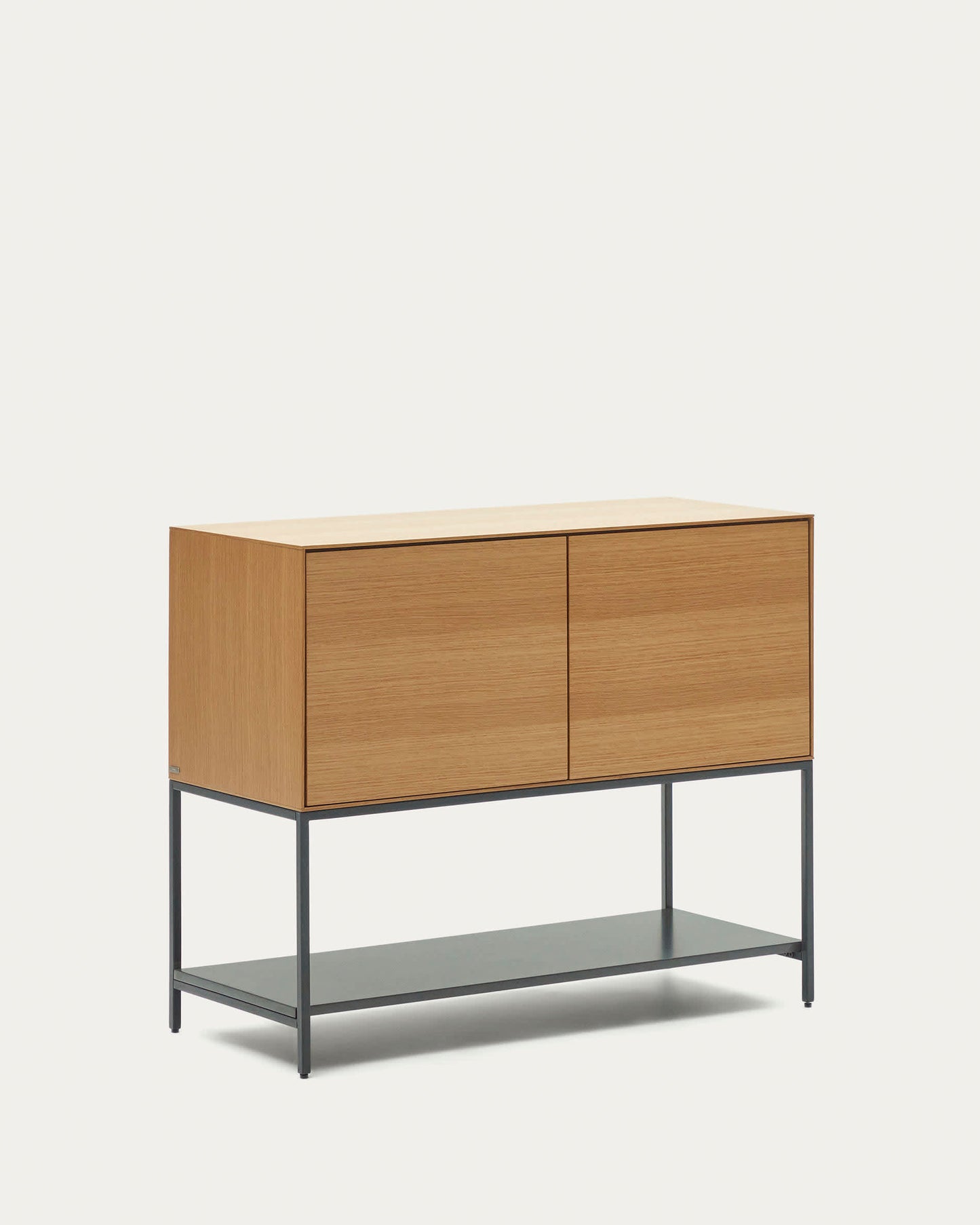 Credenza Vedrana 2 ante impiallacciate rovere e gambe in acciaio nero 97,5 x 80 cm
