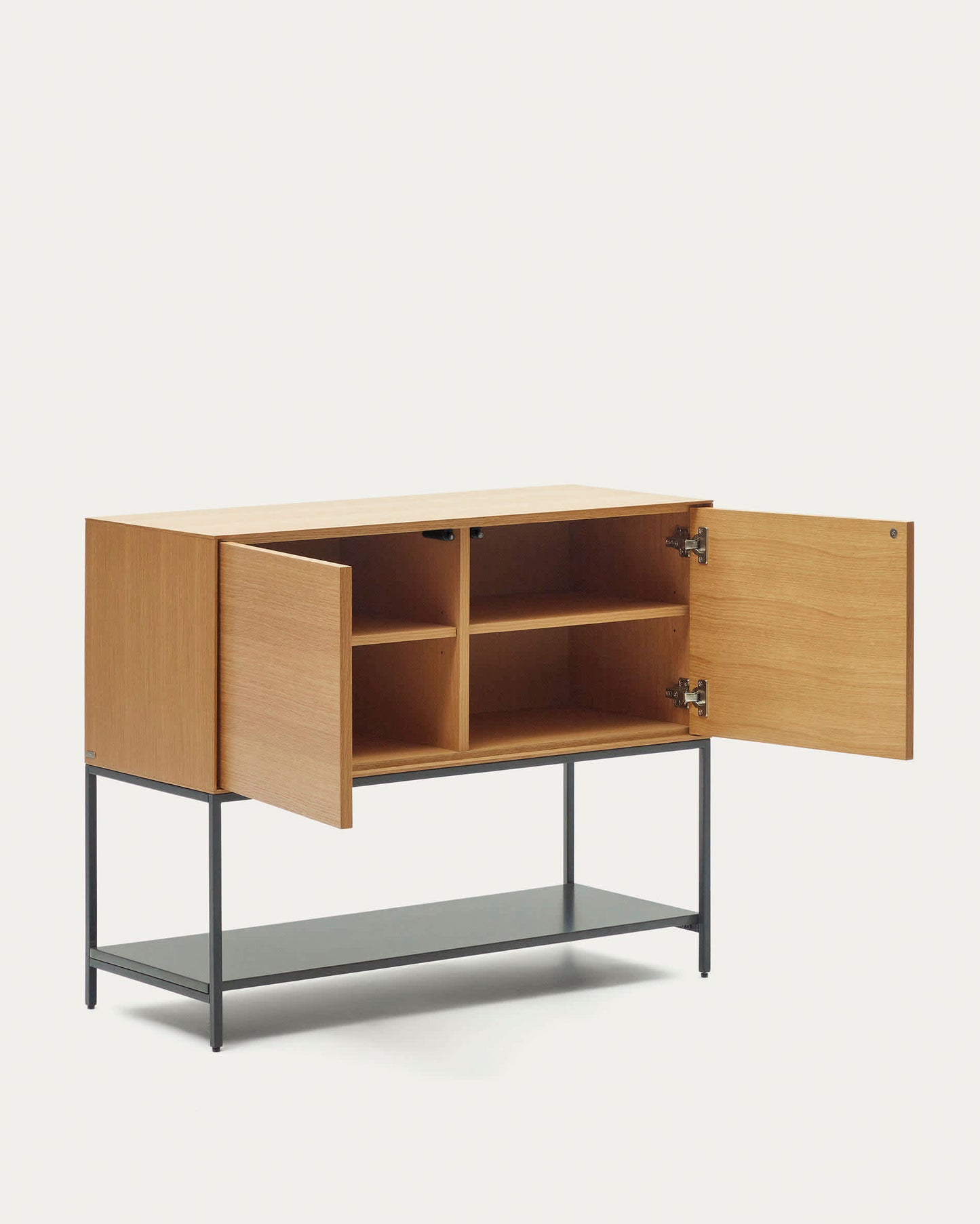Credenza Vedrana 2 ante impiallacciate rovere e gambe in acciaio nero 97,5 x 80 cm