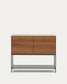 Credenza Vedrana 2 ante impiallacciate noce e gambe in acciaio nero 97,5 x 80 cm
