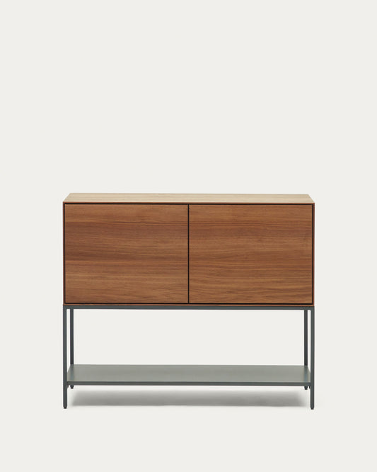 Credenza Vedrana 2 ante impiallacciate noce e gambe in acciaio nero 97,5 x 80 cm
