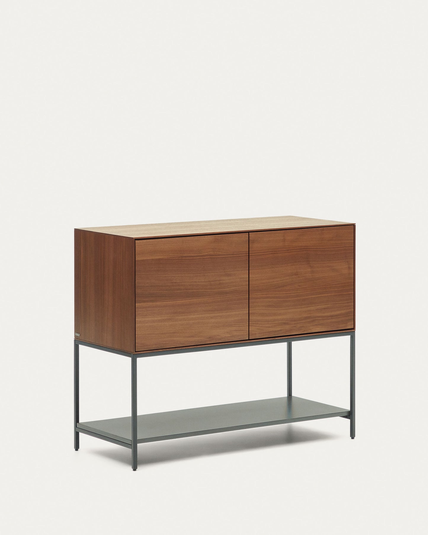 Credenza Vedrana 2 ante impiallacciate noce e gambe in acciaio nero 97,5 x 80 cm
