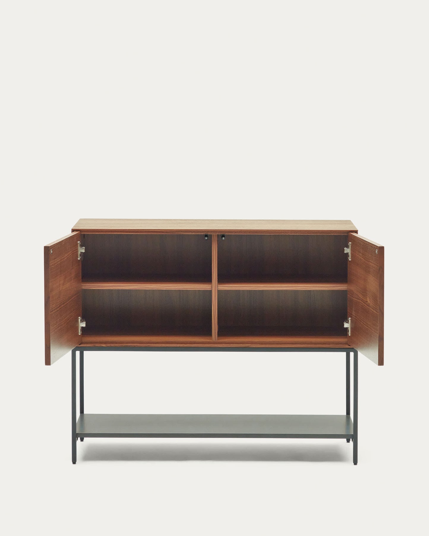 Credenza Vedrana 2 ante impiallacciate noce e gambe in acciaio nero 97,5 x 80 cm