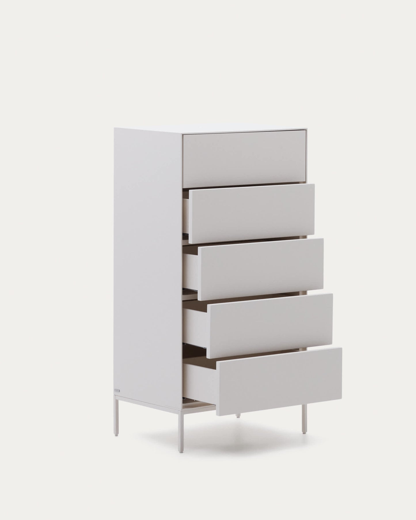 Cassettiera Vedrana 5 cassetti DM laccata bianca 60 x 114 cm