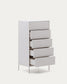 Cassettiera Vedrana 5 cassetti DM laccata bianca 60 x 114 cm