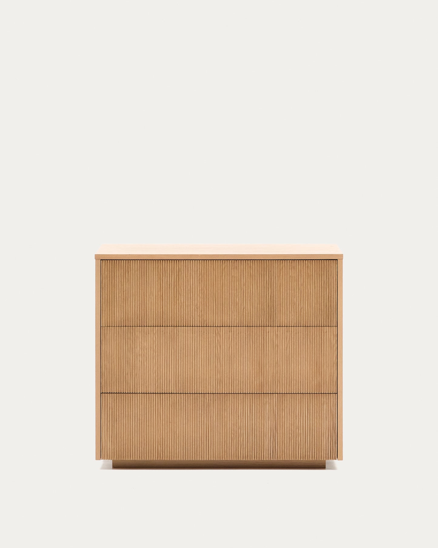 Comò Helvine 3 cassetti di impiallacciatura in rovere 90 x 78 cm