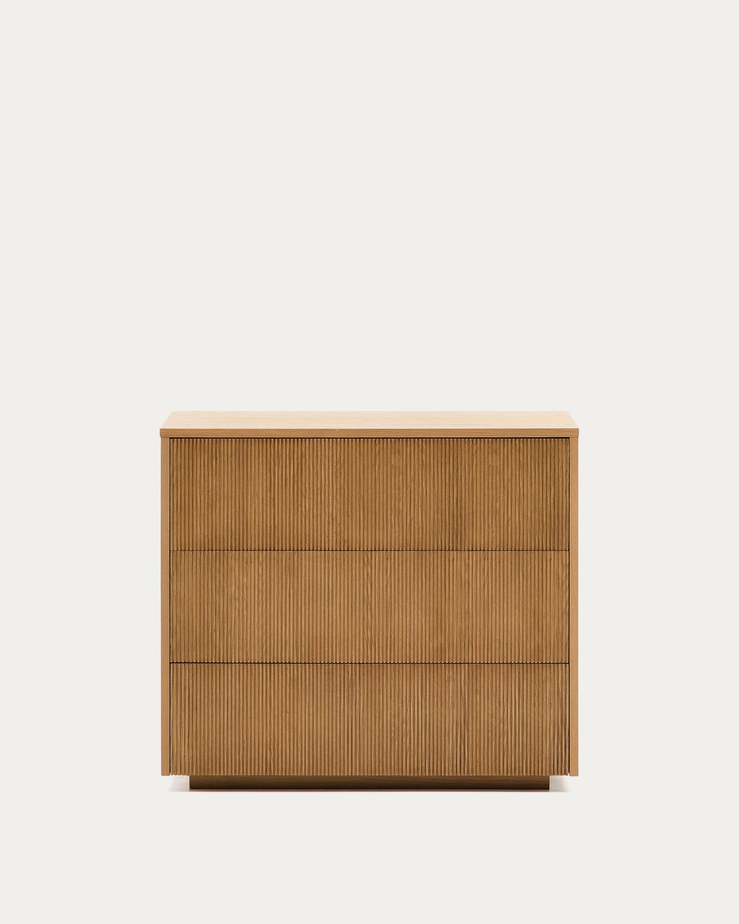 Comò Helvine 3 cassetti di impiallacciatura in rovere 90 x 78 cm