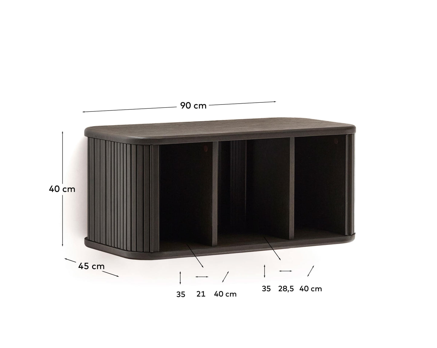Mobile da bagno Mailen in legno compensato di frassino scuro 90 x 45 cm