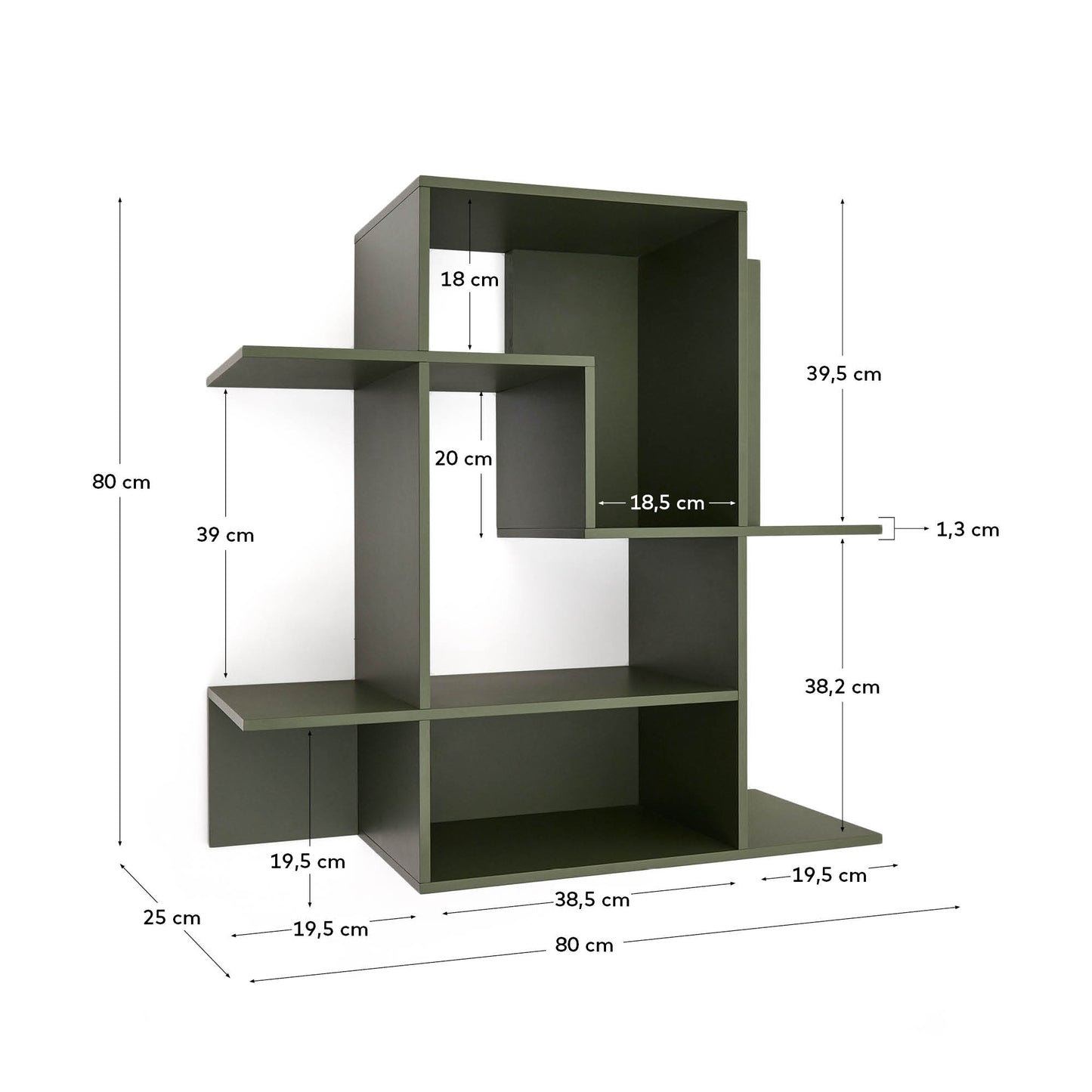 Scaffale modulare in MDF laccato verde Ina 80 x 80 cm
