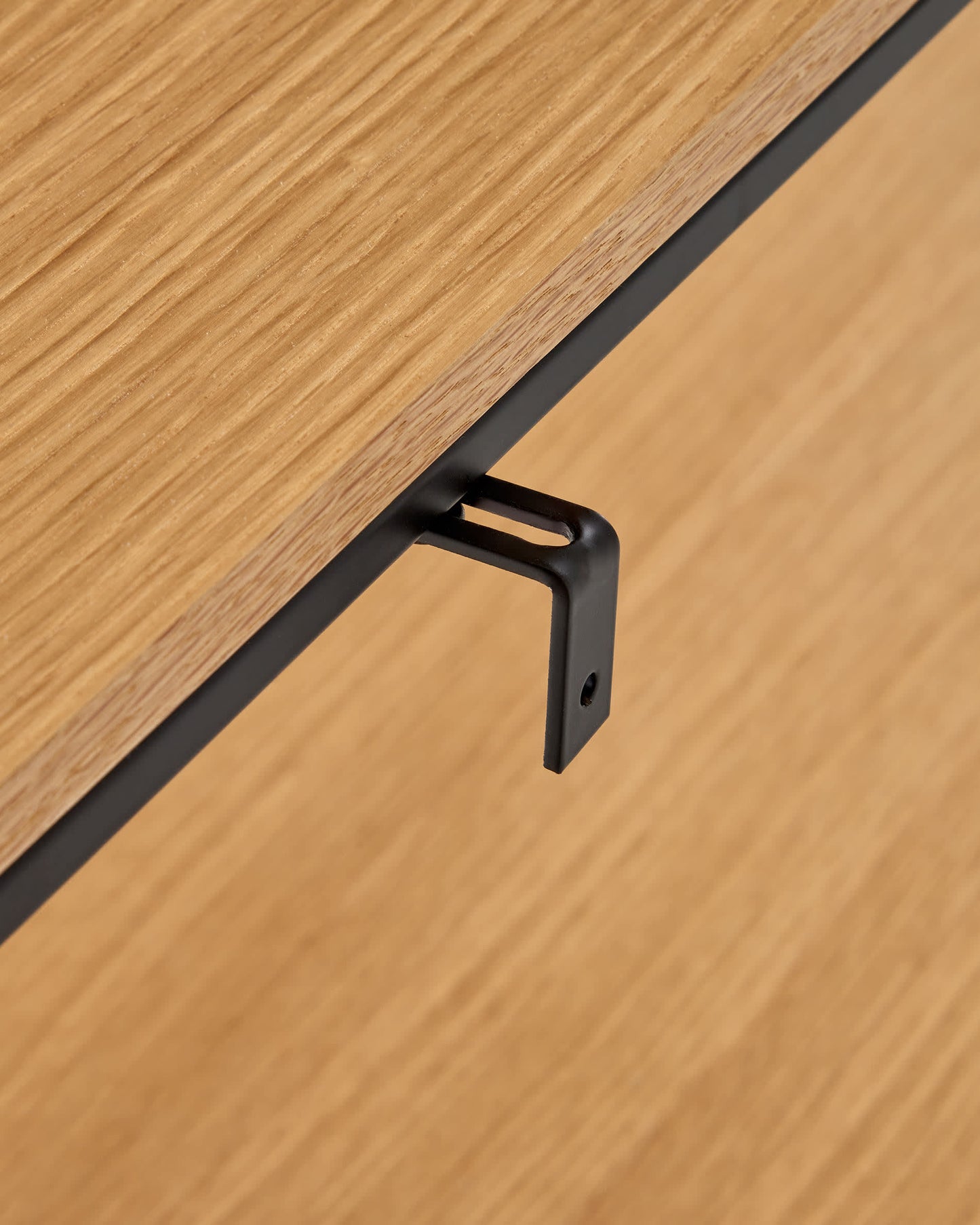 Consolle Yoana impiallacciata rovere e struttura in metallo verniciato nero 120 x 80 cm