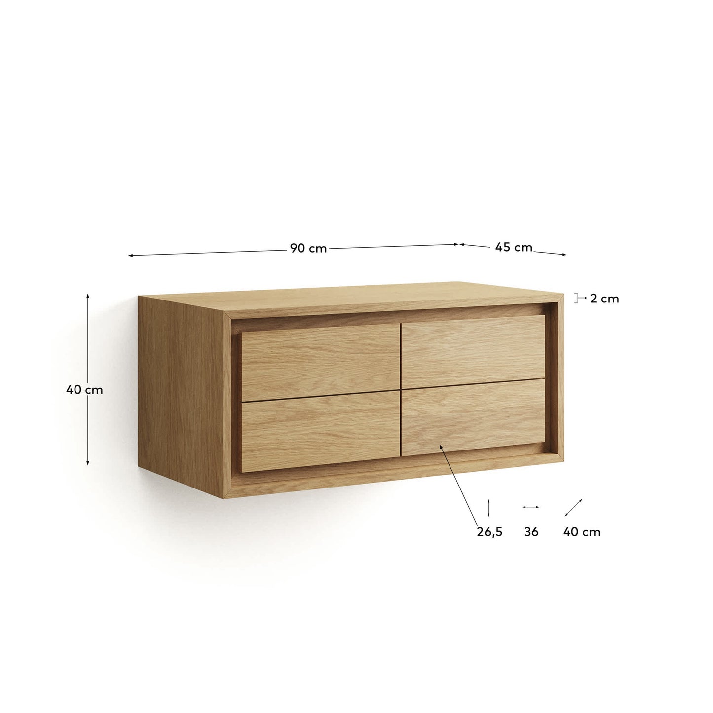 Mobile da bagno Kenta in legno massiccio di teak finitura naturale 90 x 45 cm
