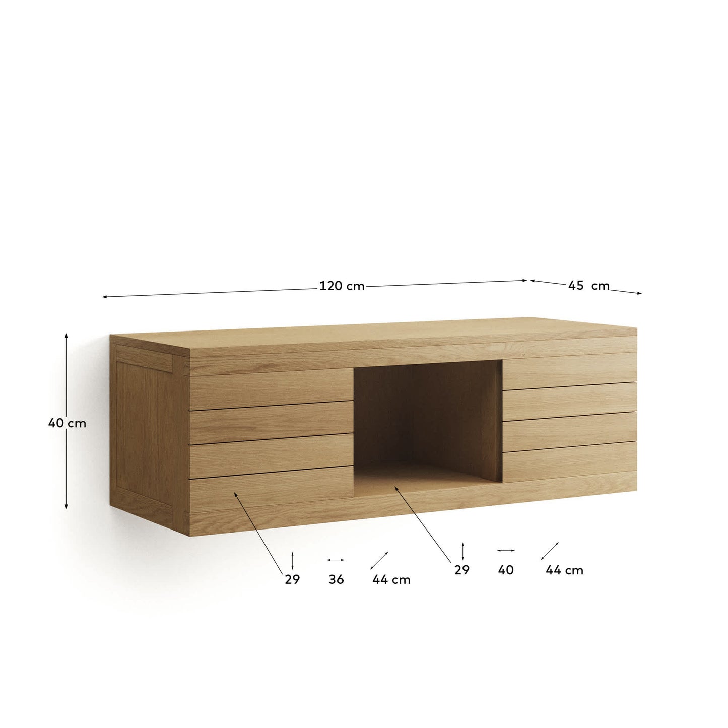 Mobile da bagno Yenit in legno massiccio di teak finitura naturale 120 x 45 cm