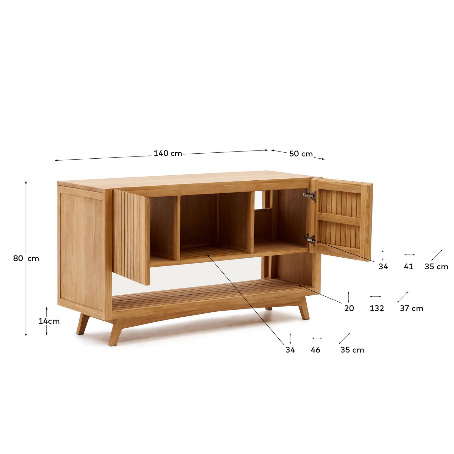 Mobile da bagno Kuveni in legno massiccio di teak finitura naturale 140 x 50 cm