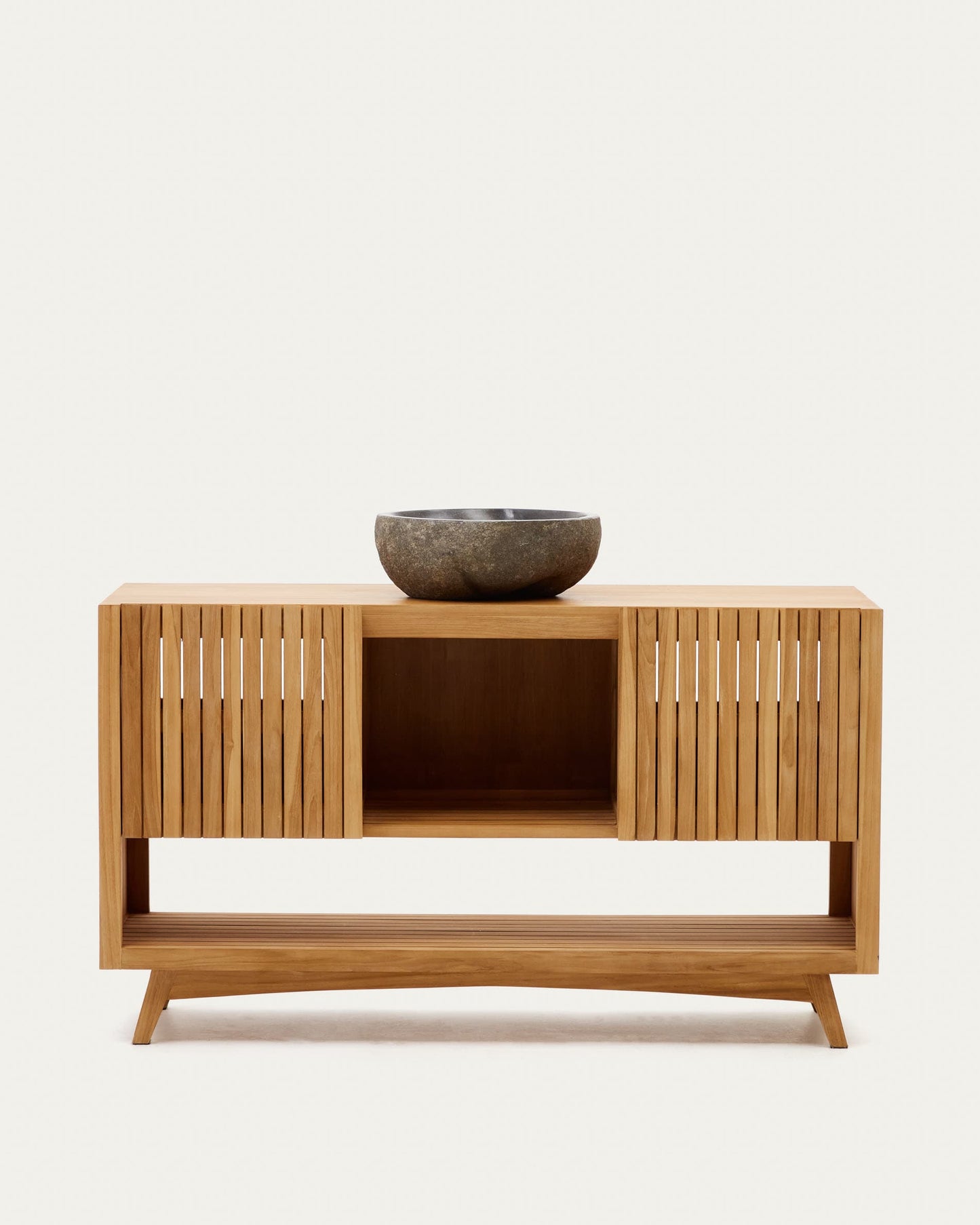 Mobile da bagno Kuveni in legno massiccio di teak finitura naturale 140 x 50 cm