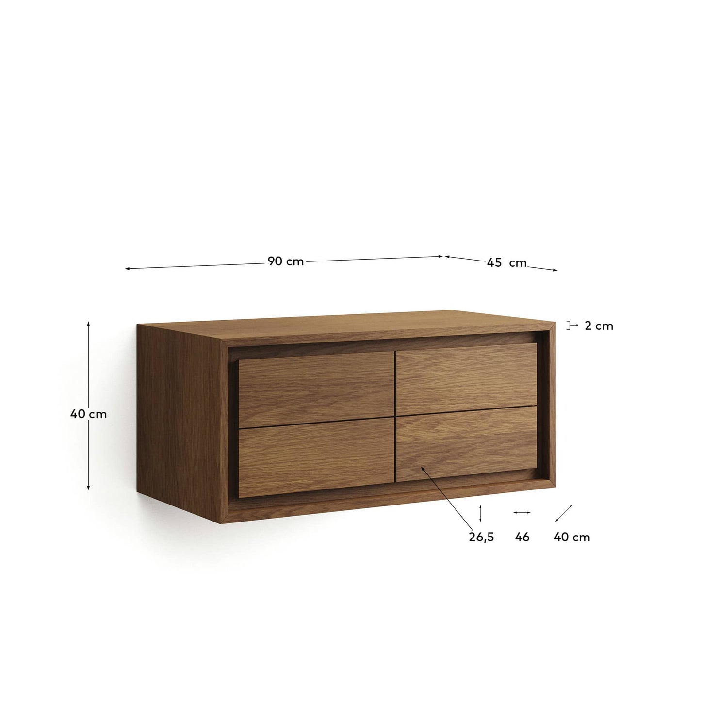 Mobile da bagno Kenta in legno massiccio di teak finitura noce 90 x 45 cm