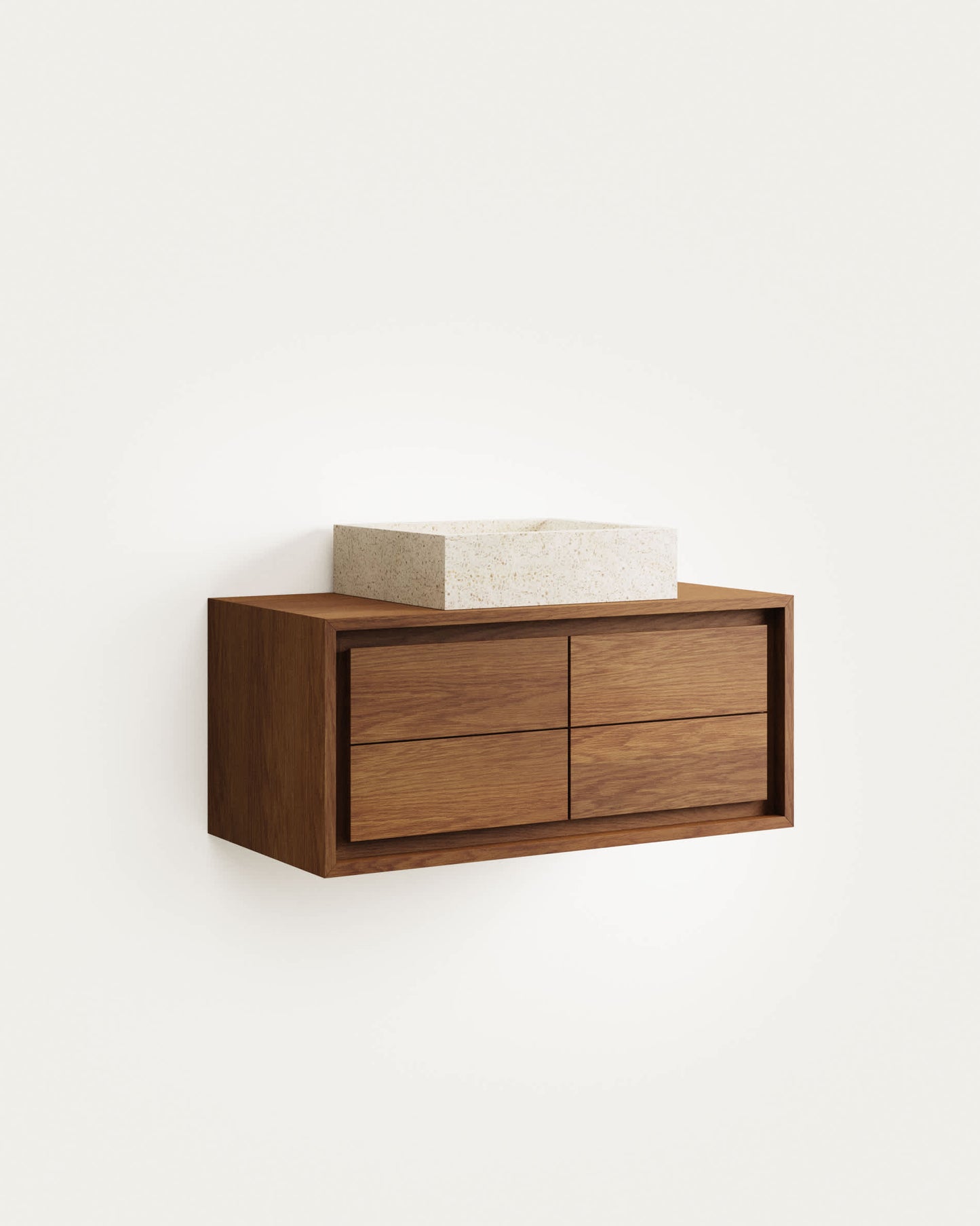 Mobile da bagno Kenta in legno massiccio di teak finitura noce 90 x 45 cm