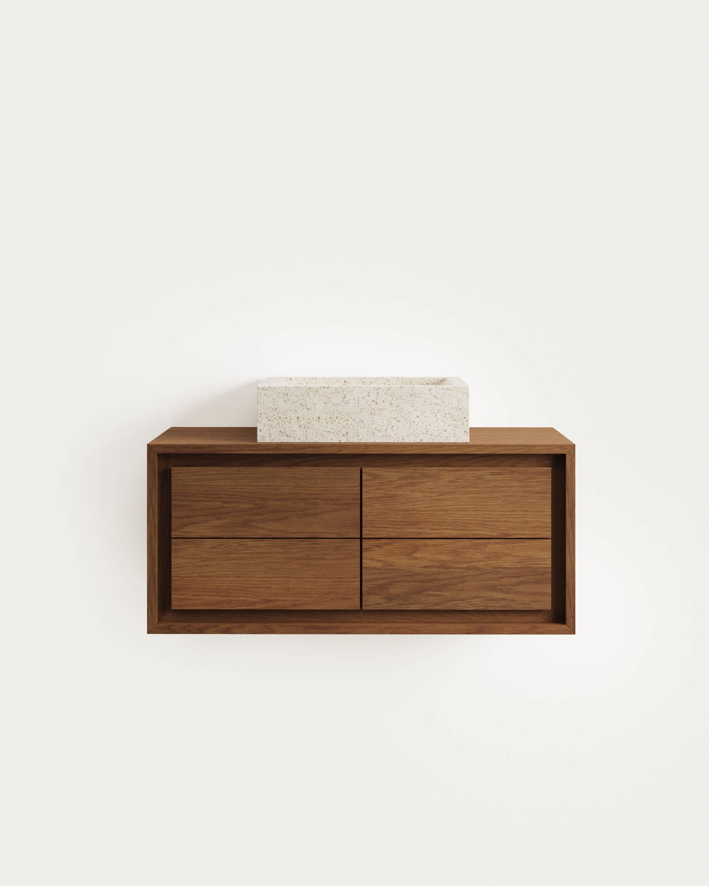 Mobile da bagno Kenta in legno massiccio di teak finitura noce 90 x 45 cm
