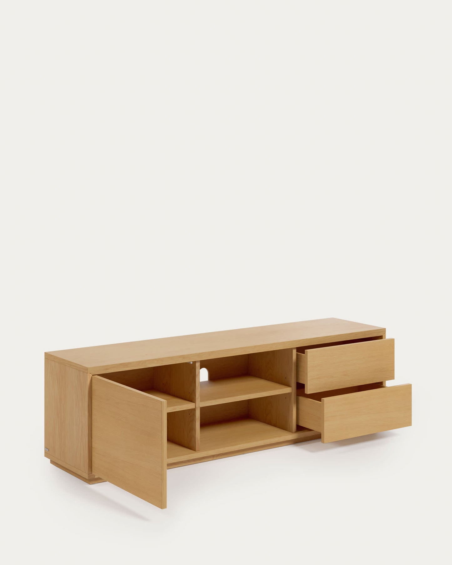 Mobile TV Abilen 1 anta e 2 cassetti impiallacciato rovere 150 x 44 cm
