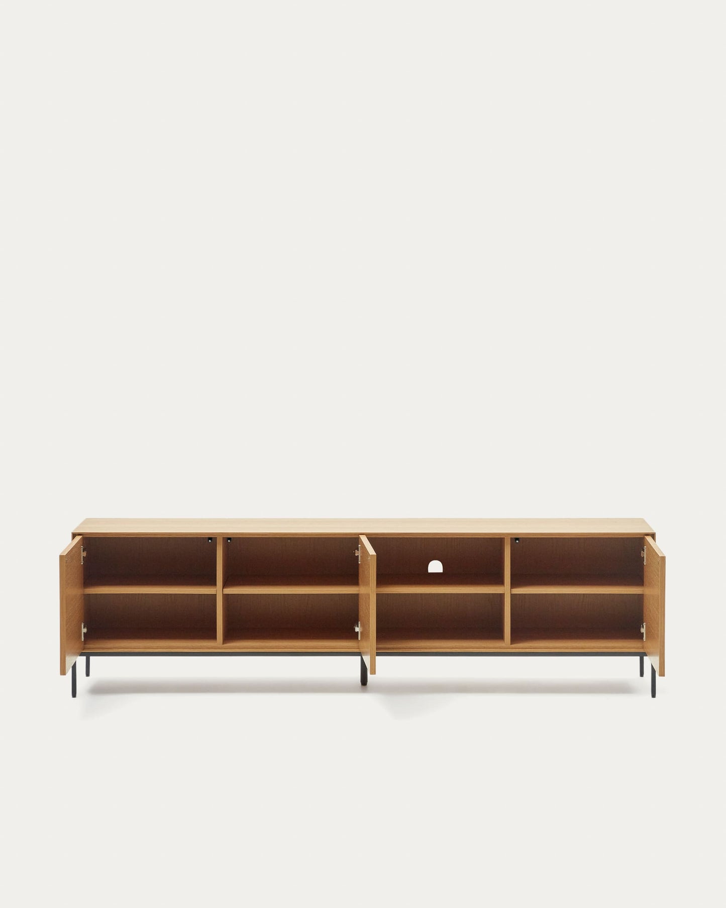 Mobile TV Vedrana 3 ante impiallacciate rovere e gambe in acciaio nero 195 x 55 cm