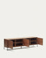 Mobile TV Vedrana 3 ante impiallacciate noce e gambe in acciaio nero 195 x 55 cm