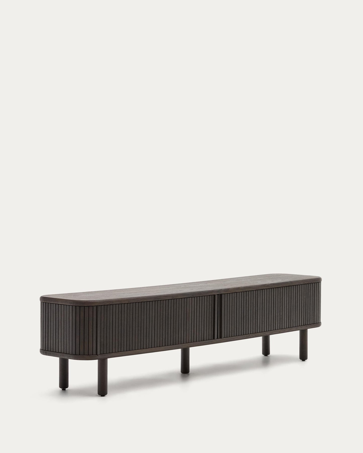 Mobile TV Mailen 2 porte in impiallacciatura di frassino con finitura scura 200 x 50 cm