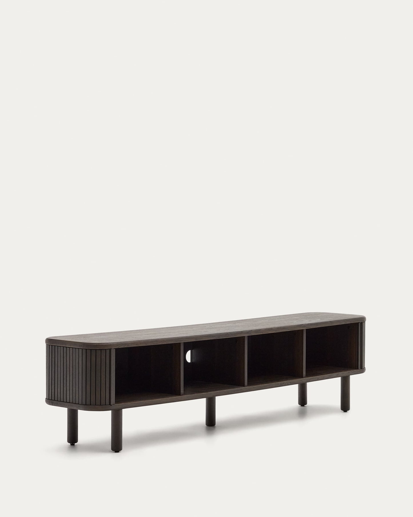 Mobile TV Mailen 2 porte in impiallacciatura di frassino con finitura scura 200 x 50 cm