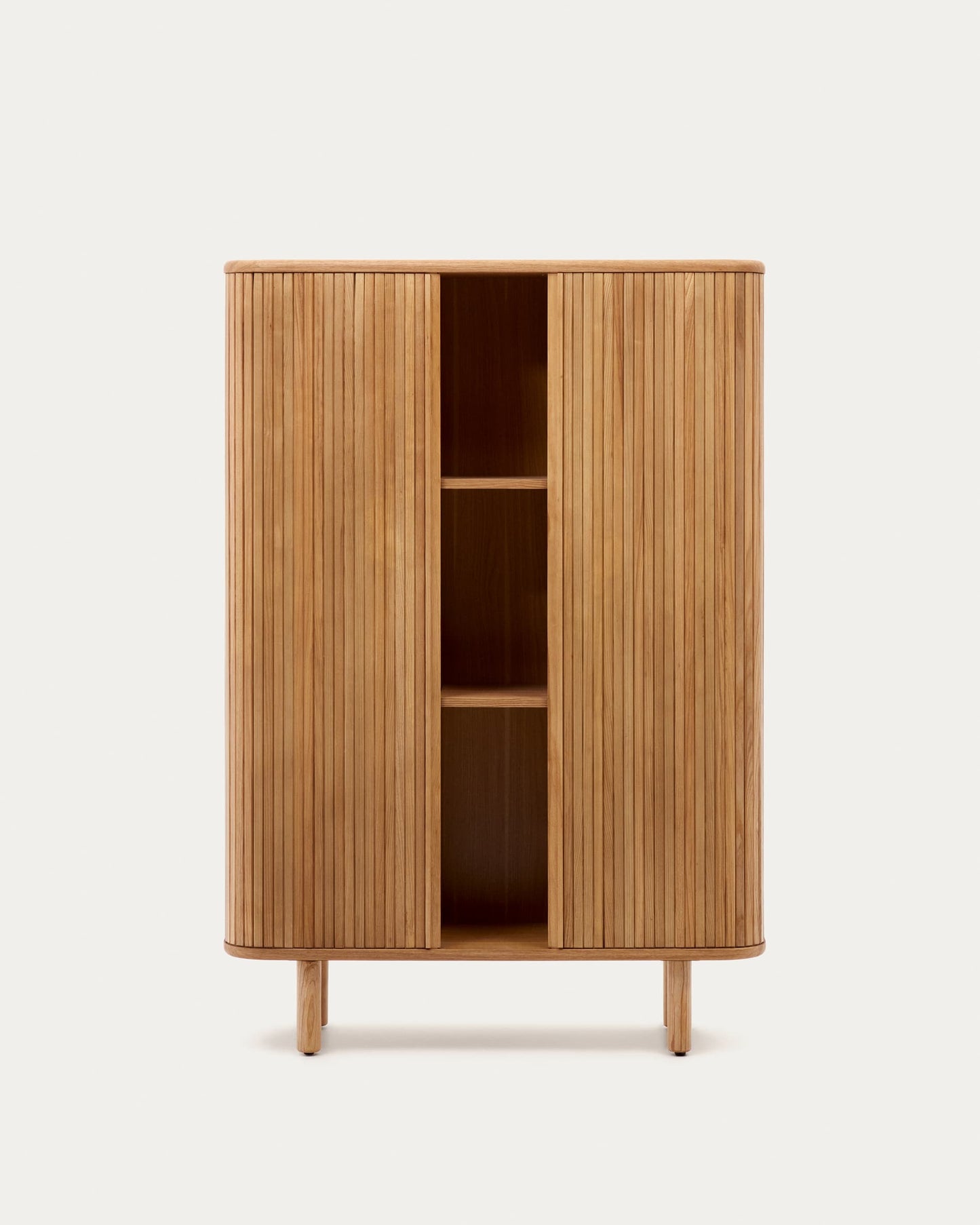 Credenza alta Mailen 2 porte in impiallacciatura di frassino con finitura naturale 110 x 160 cm