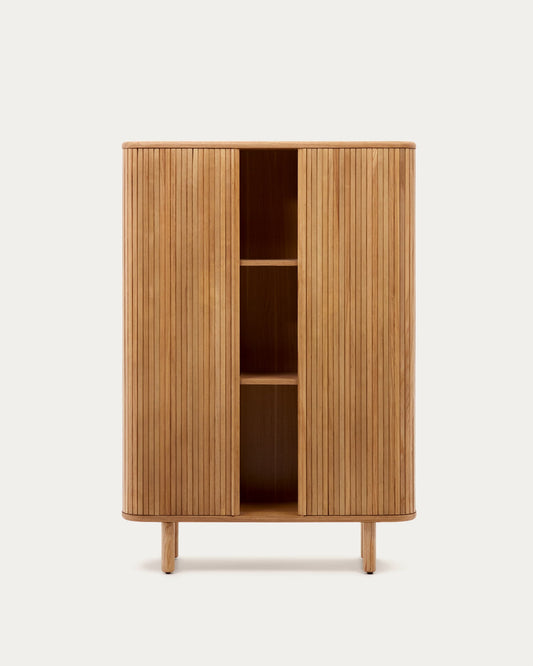 Credenza alta Mailen 2 porte in impiallacciatura di frassino con finitura naturale 110 x 160 cm