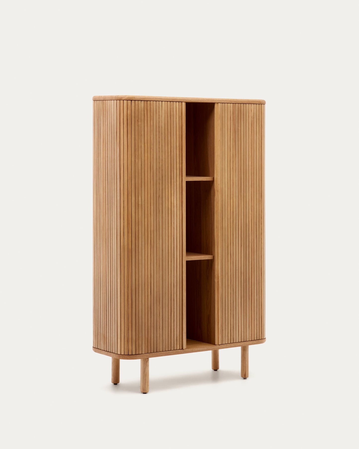 Credenza alta Mailen 2 porte in impiallacciatura di frassino con finitura naturale 110 x 160 cm