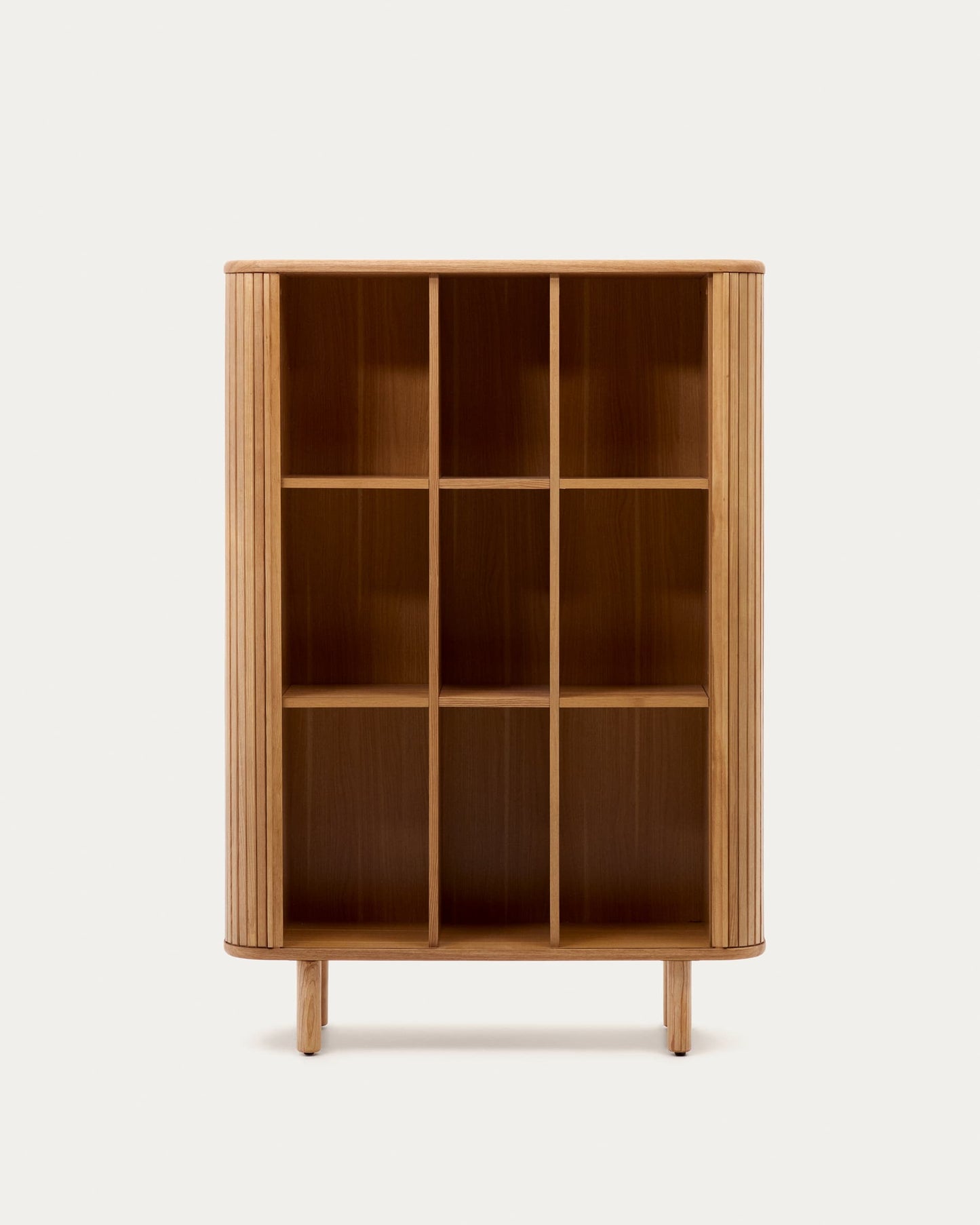Credenza alta Mailen 2 porte in impiallacciatura di frassino con finitura naturale 110 x 160 cm