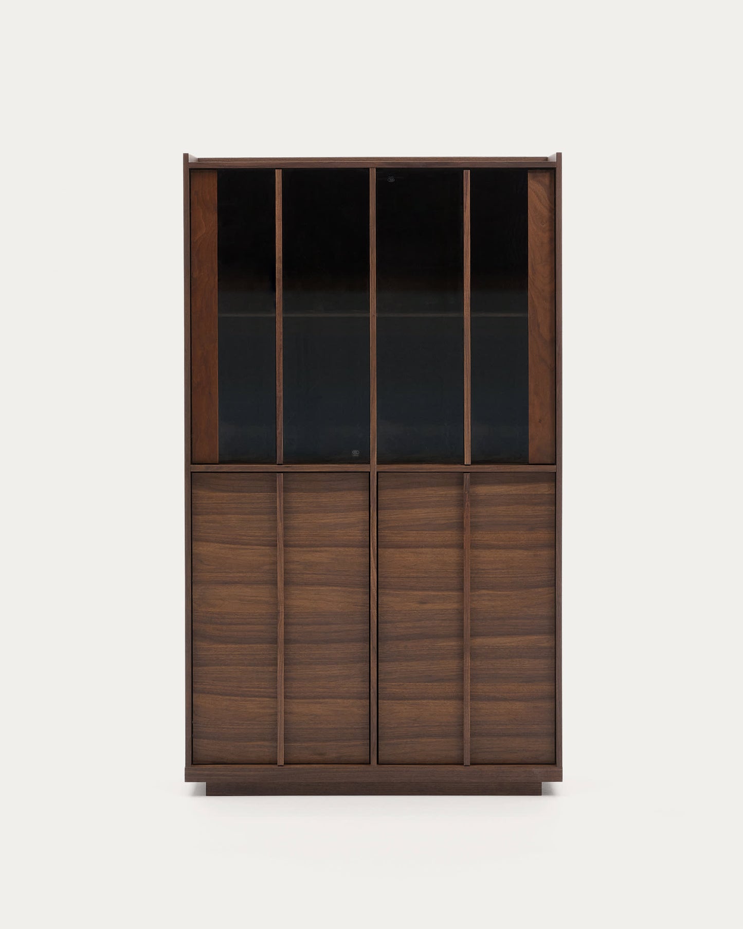 Vetrina Onix massello e impiallacciatura di noce finitura scura 101x170cm FSC