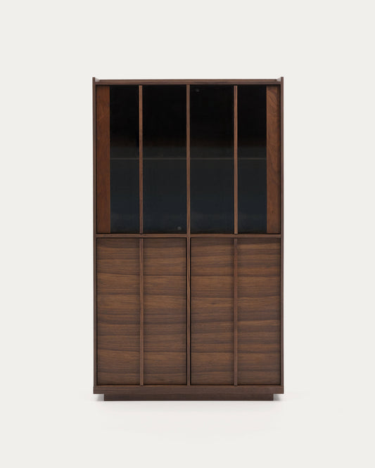 Vetrina Onix massello e impiallacciatura di noce finitura scura 101x170cm FSC