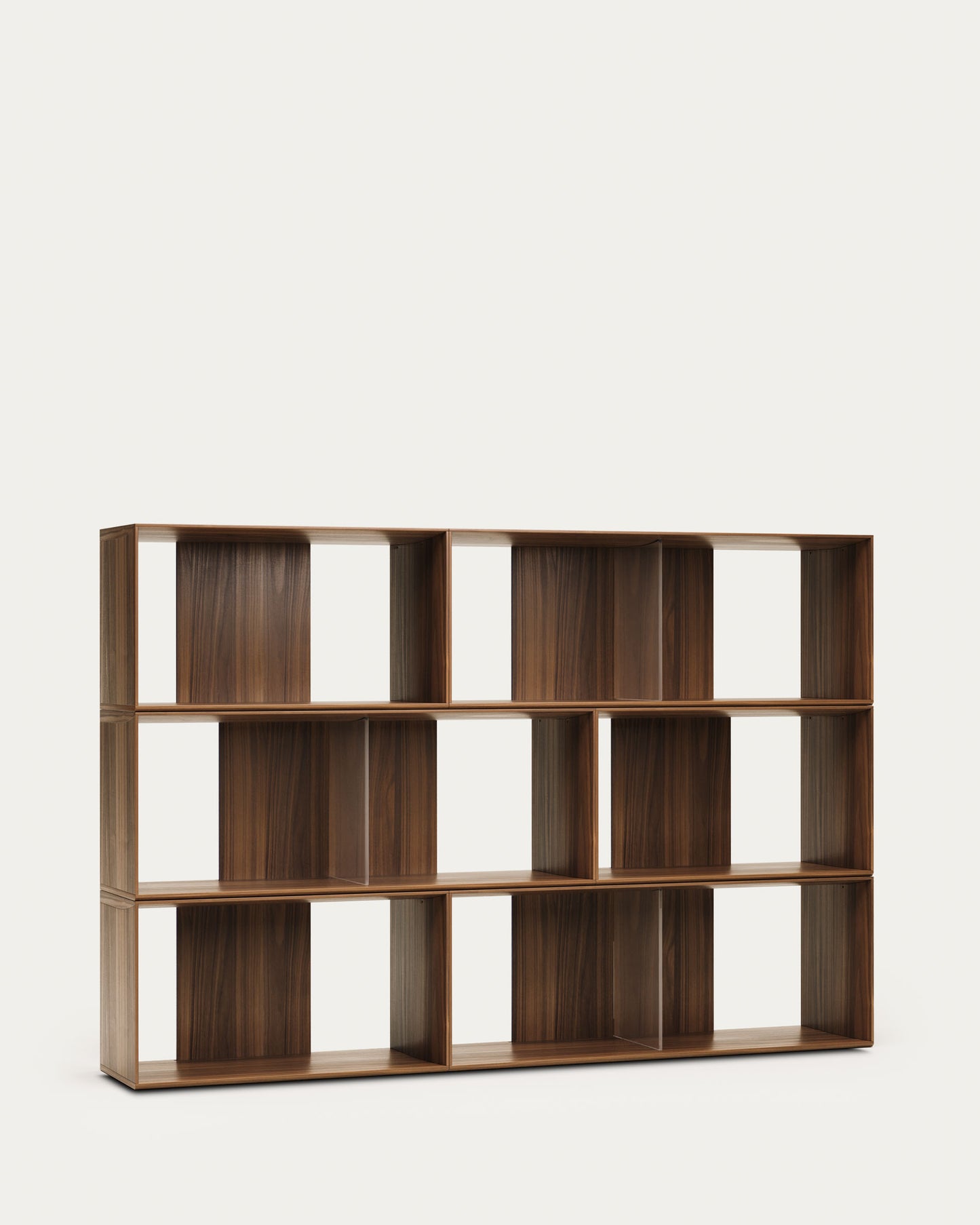 Set Litto di 6 ripiani modulari impiallacciati noce 168 x 114 cm
