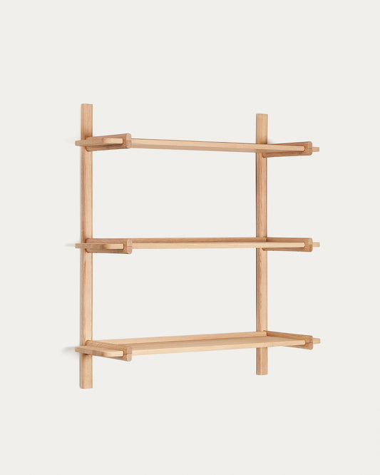 Scaffalatura modulare Sitra 3 mensole legno massiccio di rovere naturale 90 cm