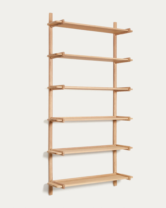 Scaffalatura modulare Sitra 6 mensole legno massiccio di rovere naturale 110 cm
