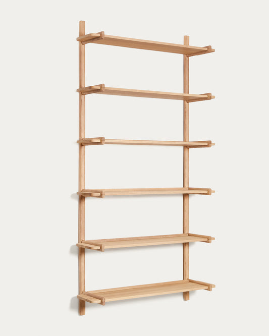 Scaffalatura modulare Sitra 6 mensole legno massiccio di rovere naturale 110 cm