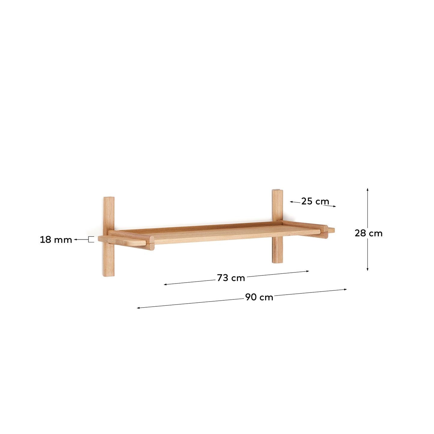 Scaffalatura modulare Sitra 1 mensola legno massiccio di rovere naturale 90 cm