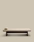 Chaise-longue Topaz in ciniglia beige e legno massello di frassino finitura noce 200 cm FSC 100%