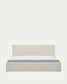 Letto con contenitore apribile Nahiri in ciniglia beige per materasso 180 x 200 cm