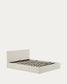 Letto con contenitore apribile Nahiri in ciniglia beige per materasso 180 x 200 cm