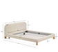 Letto sfoderabile Odina bouclé écru con gambe in frassino massiccio con finitura in tonalità naturale per materasso da 180 x 200 cm