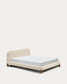 Letto sfoderabile Odina bouclé écru con gambe in frassino massiccio con finitura in noce per materasso da 160 x 200 cm