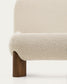 Letto sfoderabile Odina bouclé écru con gambe in frassino massiccio con finitura in noce FSC per materasso da 180 x 200 cm