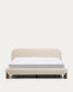 Letto sfoderabile Odina bouclé écru con gambe in frassino massiccio con finitura in noce FSC per materasso da 180 x 200 cm