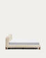 Letto sfoderabile Odina bouclé écru con gambe in frassino massiccio con finitura in noce FSC per materasso da 180 x 200 cm