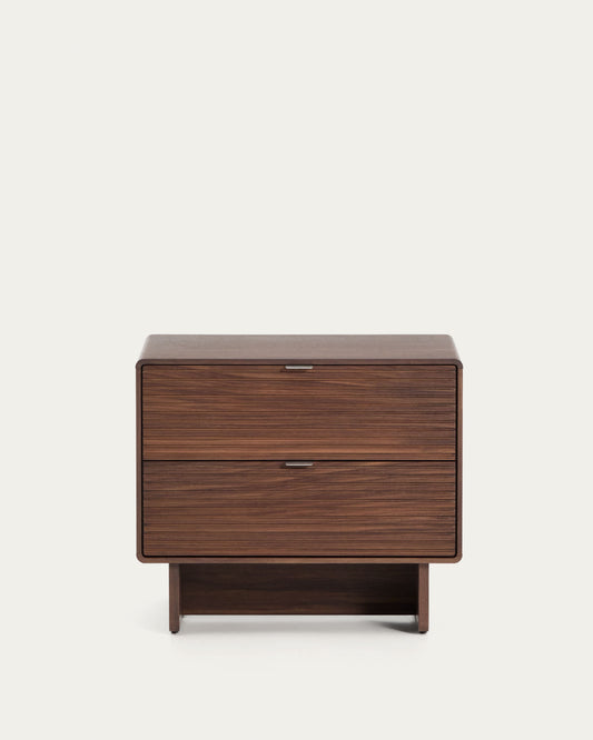 Comodino Norlen 2 cassetti in impiallacciato di noce 60 x 52 cm
