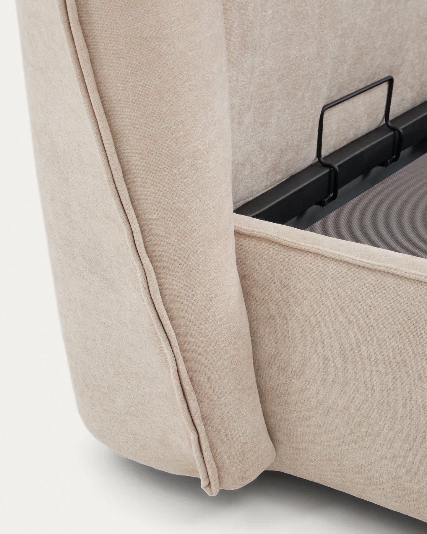 Letto sfoderabile Arvian in ciniglia beige con contenitore apribile per materasso 160 x 200 cm